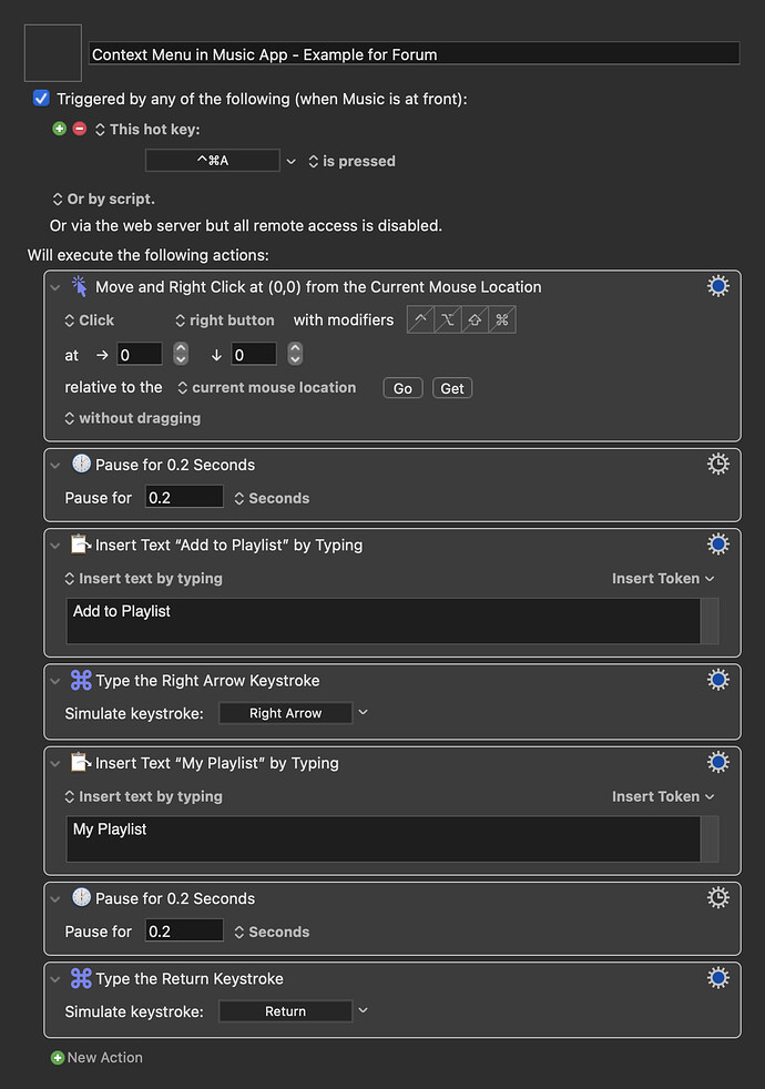 Context Menu in Music App - Example for Forum