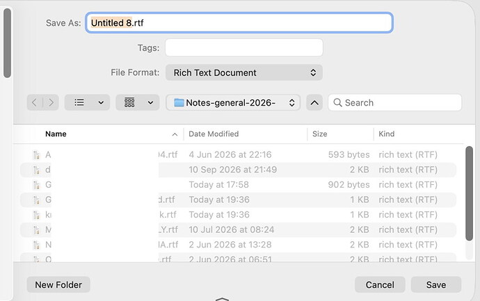 Finder window before saving text file