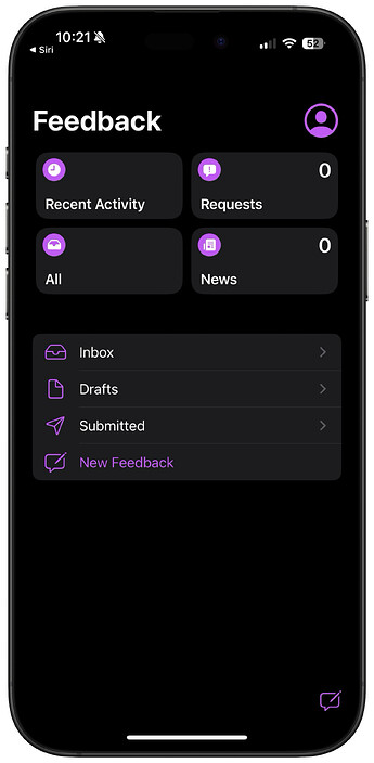 Apple Feedback “App” Screenshot (Framed)