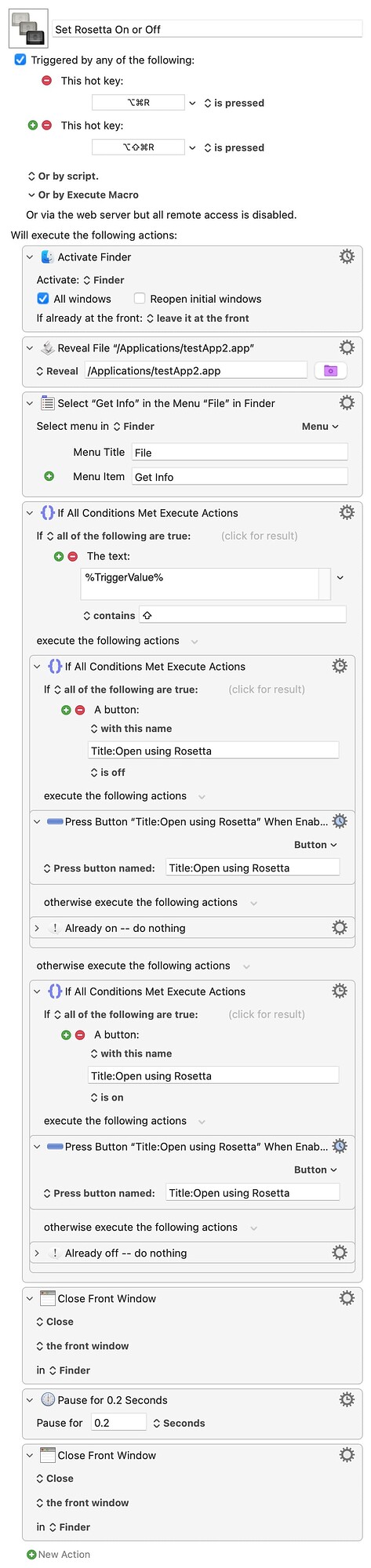 Set Rosetta On or Off