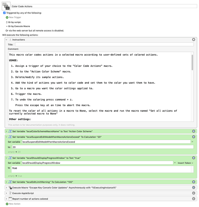 Color Code Actions Screenshot