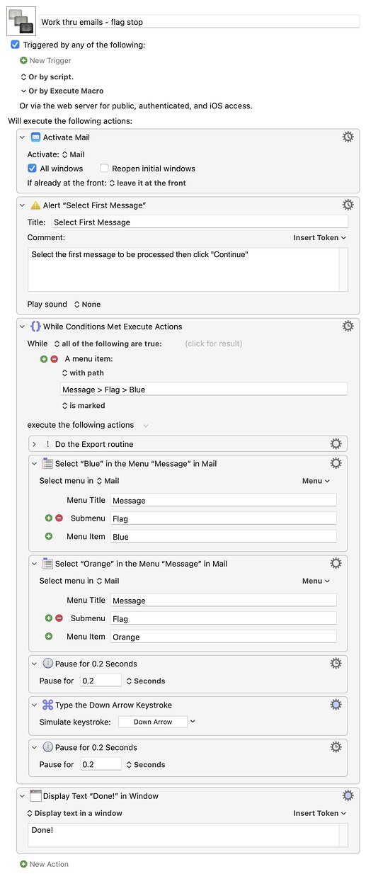 Work thru emails - flag stop.kmmacros