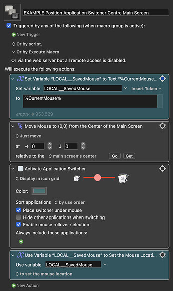 EXAMPLE Position Application Switcher Centre Main Screen