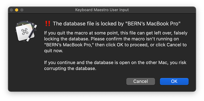 Database File Locked Warning