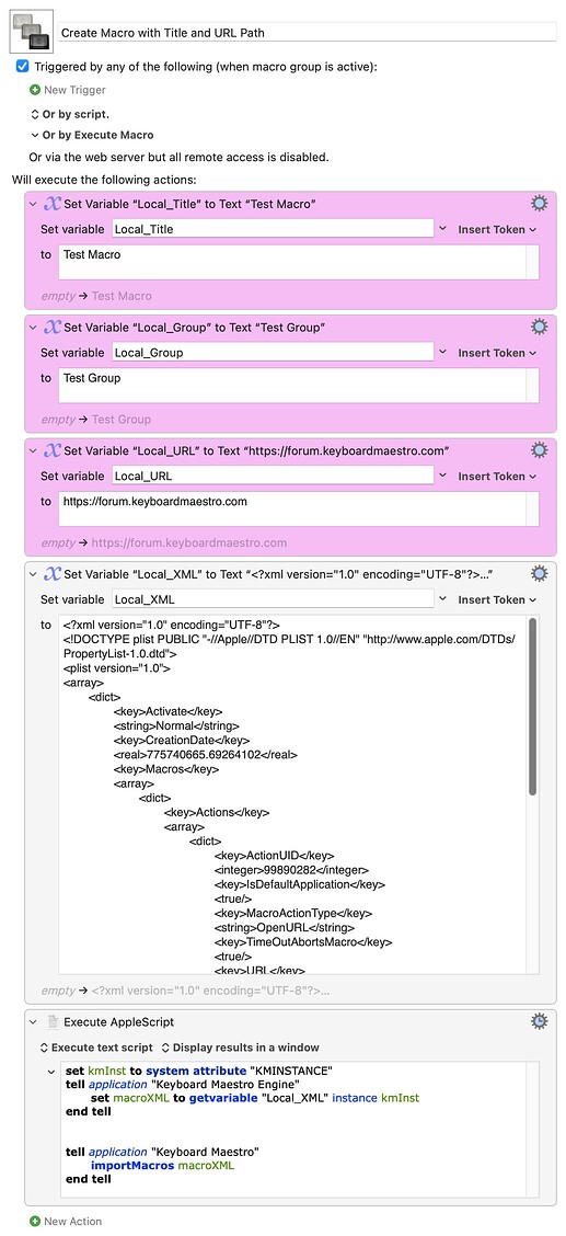 Create Macro with Title and URL Path