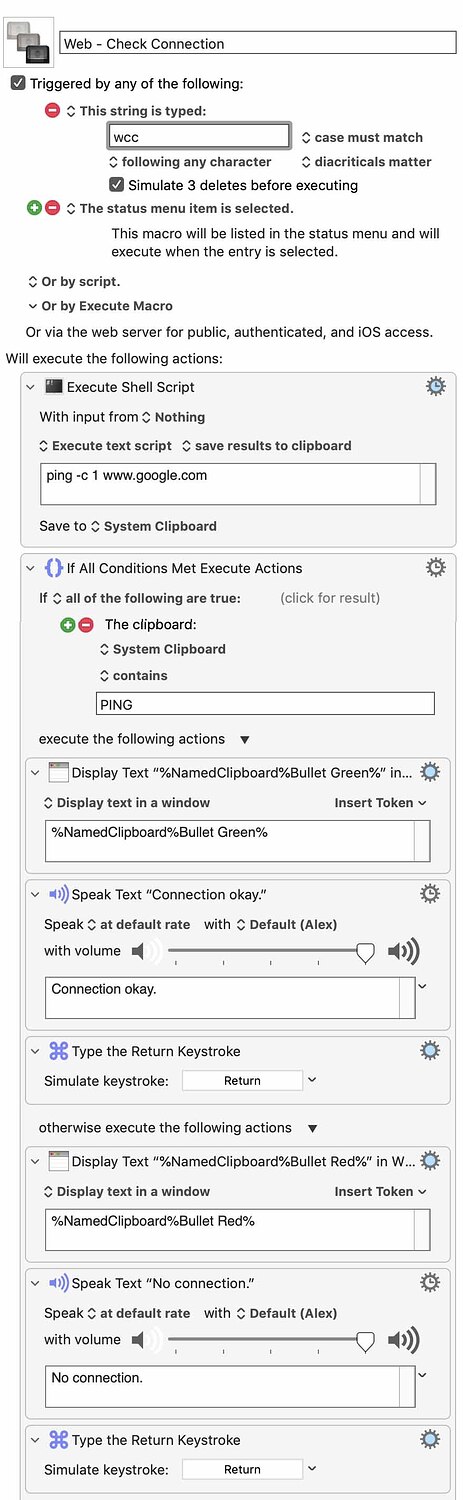web - check connection