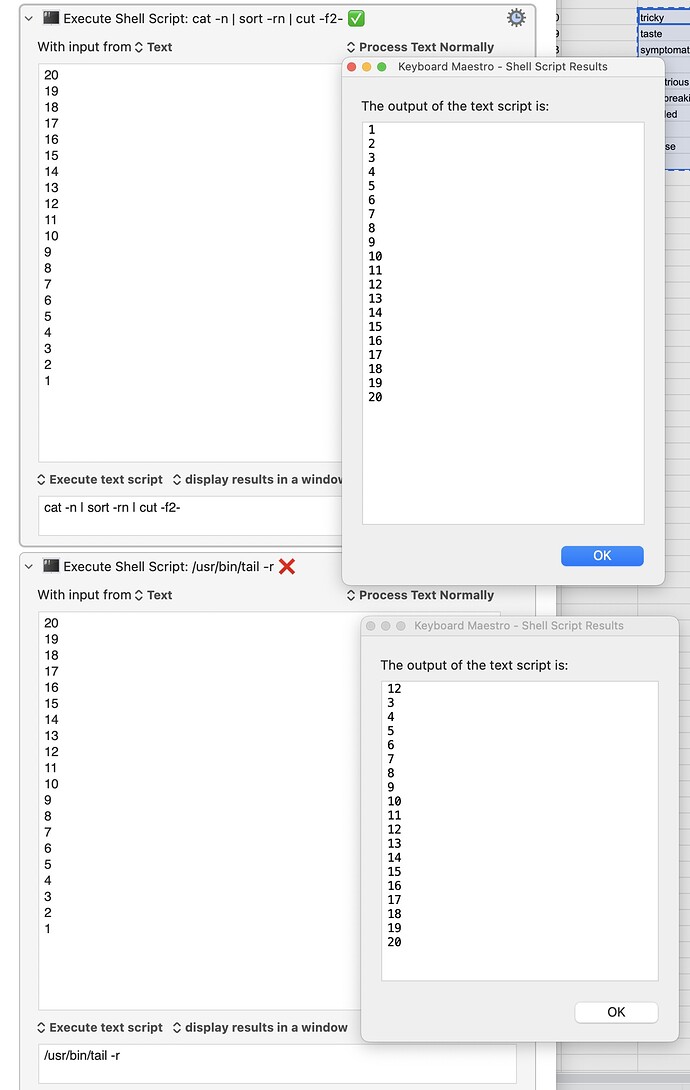 screen 2022-0922-051832 Keyboard Maestro Editor — TEST Copy and Reverse Sort Activity