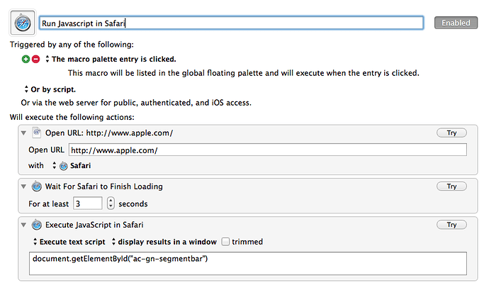 Execute JS in Safari