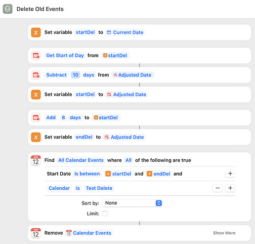 SOLVED Delete all Calendar events for today Questions Suggestions