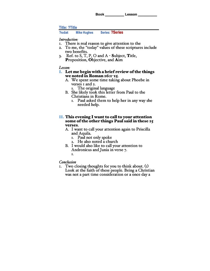 Sermon Outline template