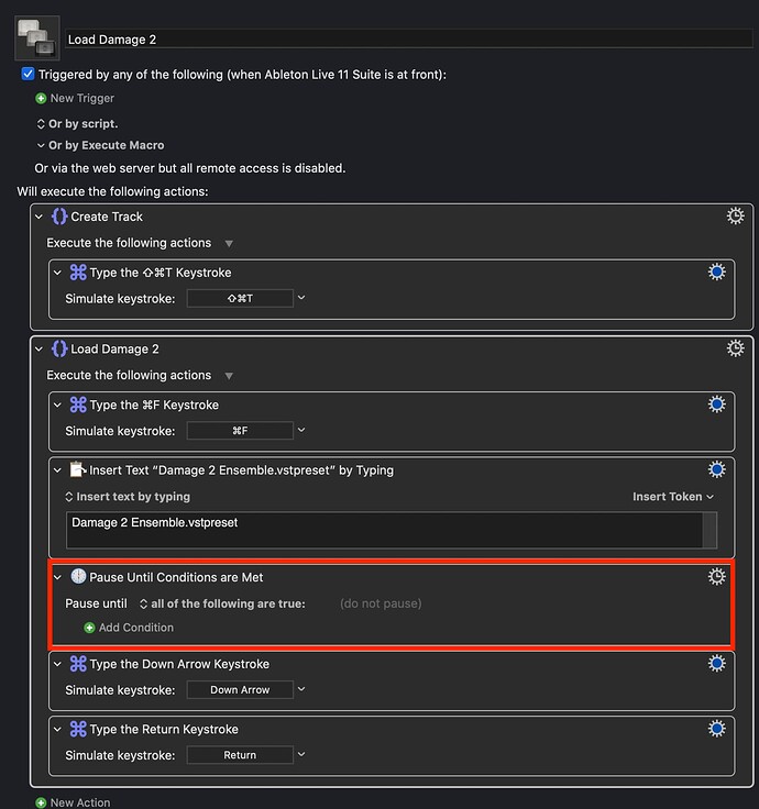 Load Preset - Failed Macro