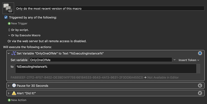 Keyboard Maestro 11.0.2 “Only do the most recent version of this macro” Macro