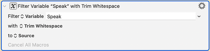 3C Filter Variable Speak with Trim Whitespace