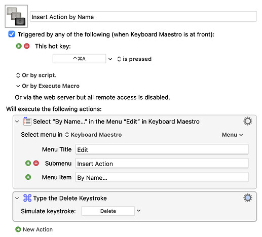 Insert Action by Name
