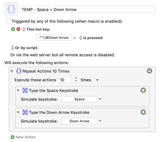 TEMP Keyboard Maestro Space Down