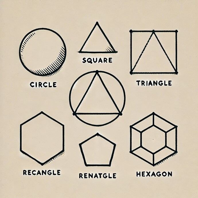 DALL·E 2025-02-19 18.14.24 - A clean, line-drawn illustration of six basic geometric shapes, each clearly labeled. The shapes should include a circle, square, triangle, rectangle,