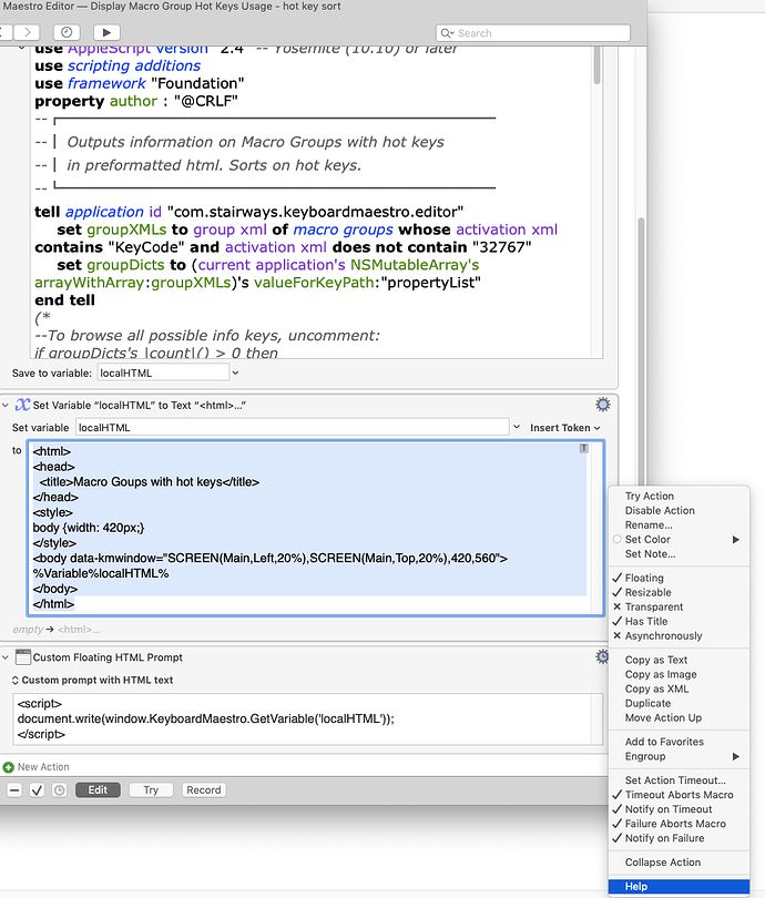 Sizing  the Window Custom HTML Prompt