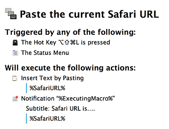 Keyboard Maestro macro to paste the current Safari URL with Cmd+Option+Shift+L