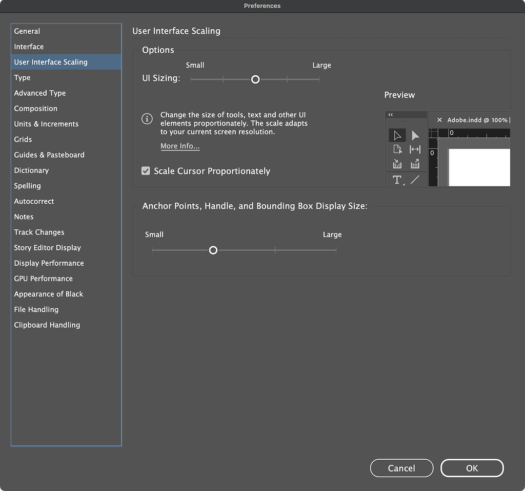Scaling Tool Indesign Control InDesign User Interface Scaling Preference - Questions ...