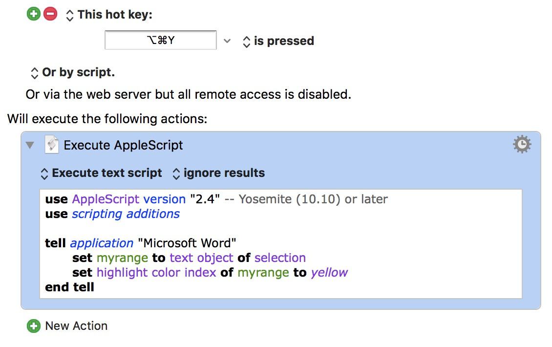 keyboard shortcut for highlighting in word