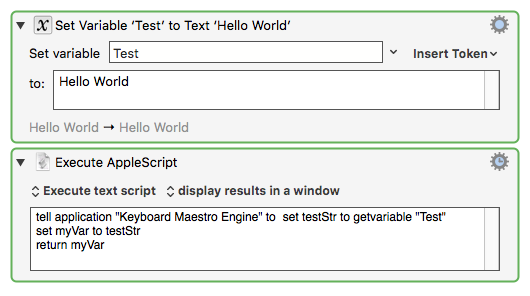 set variables in keyboard maestro import to applescript