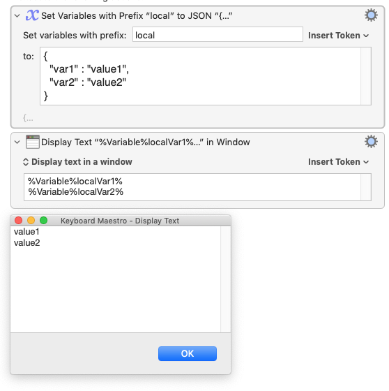 Set Variables to JSON2