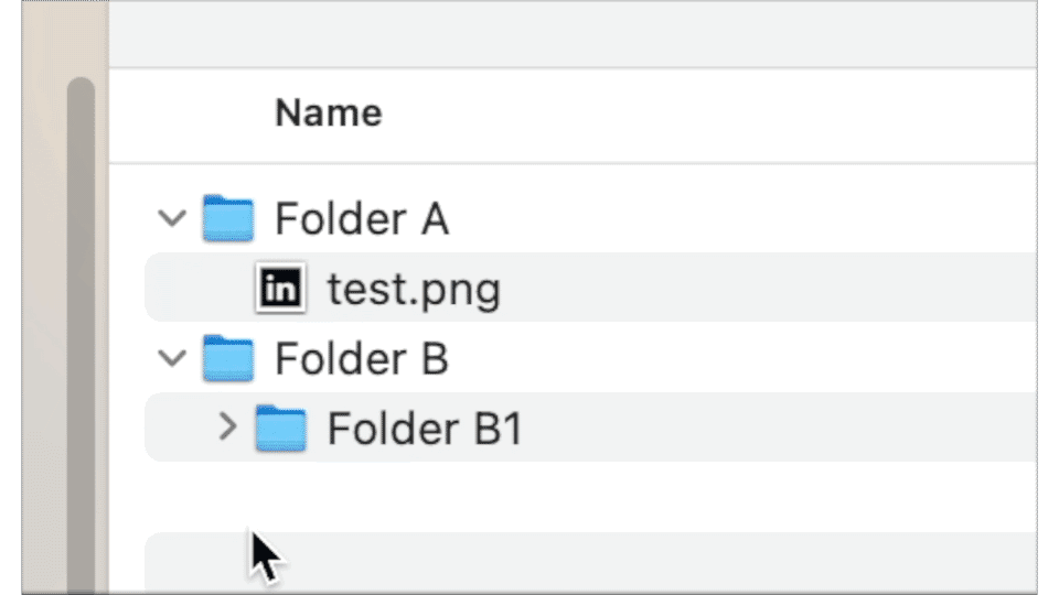 EXAMPLE Paste into Closed Folder