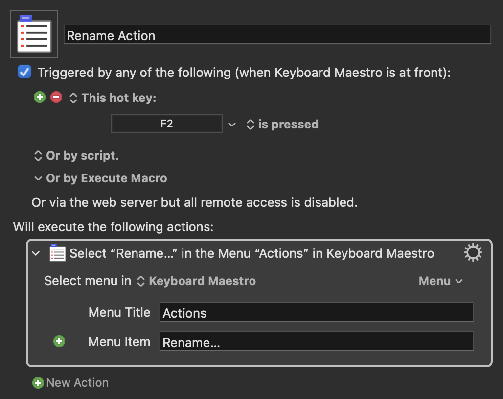 Surely There's a Keyboard Shortcut to Rename an Action?! Questions