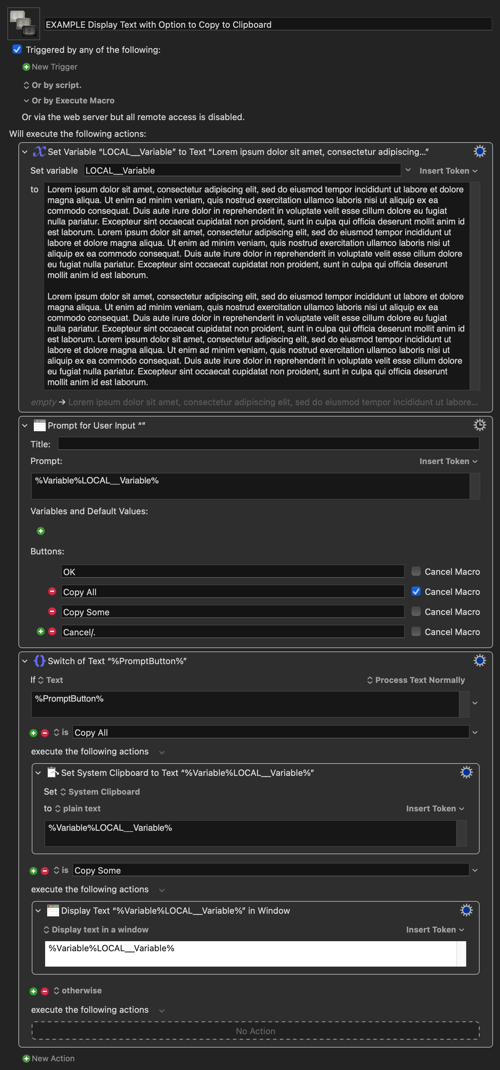 EXAMPLE Display Text with Option to Copy to Clipboard