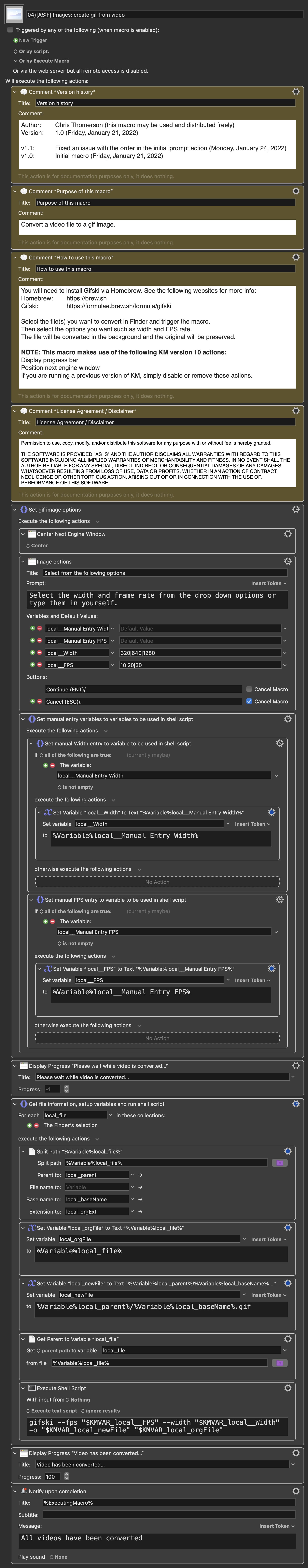 Use Gifski (Homebrew Package) to Convert a Video File to a Gif Image -  Macro Library - Keyboard Maestro Discourse