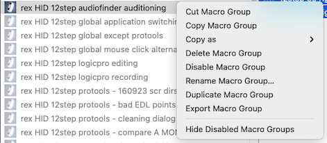 right-click on macro groups