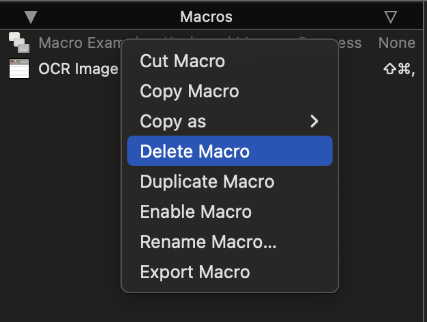Macro Context Menu